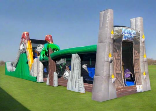 Jurassic World Obstacle Course Waterslide Inflatable