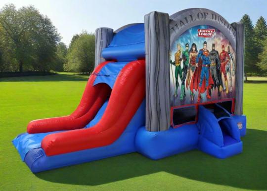 justice league bounce and slide combo inflatable